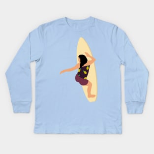 Surfing girl 2 Kids Long Sleeve T-Shirt